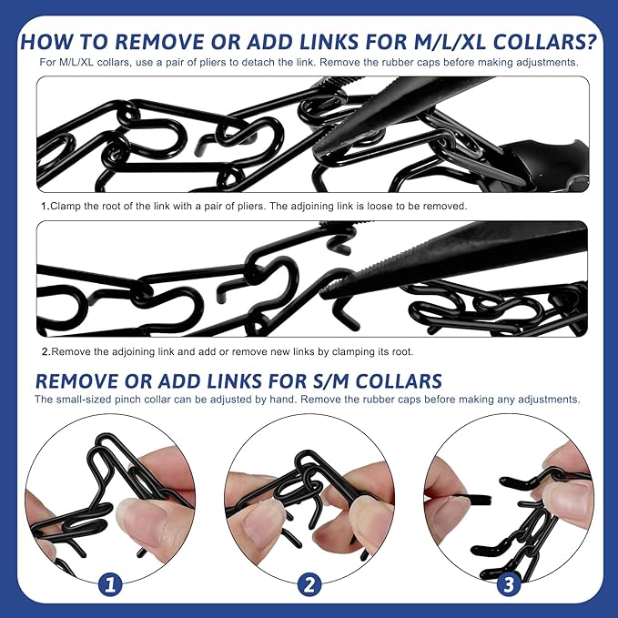 Pinch Collar for Dogs, Prong Training Collar with Quick Release Buckle for Dog Pulling Behavior Correction, Adjustable Pinch Leashes (M/L / 18-23" Neck Size)