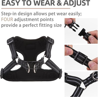 PUPTECK Dog Harness and Leash Set Medium Sized, Step in No Pull Adjustable Puppy Cat Harness Reflective Pet Vest