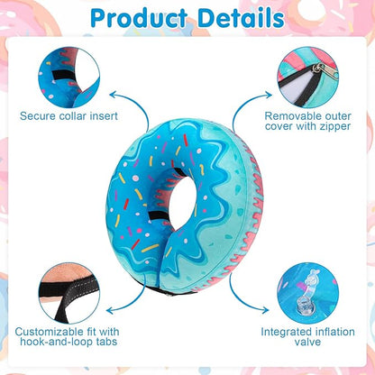BEAUTYZOO Dog Cone Alternative After Surgery for Large Medium Small Dogs, Soft Inflatable Cone Collar for Dogs Cats, Pet Neck Donut E Collar Dog Recovery Collars to Stop Licking, Blue Donut, M