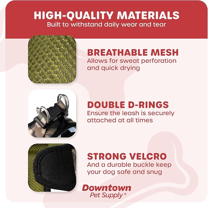Downtown Pet Supply Step in Dog Harness No Pull, X-Large, Camo Green - Adjustable Harness with Padded Mesh Fabric and Reflective Trim - Buckle Strap Harness for Dogs