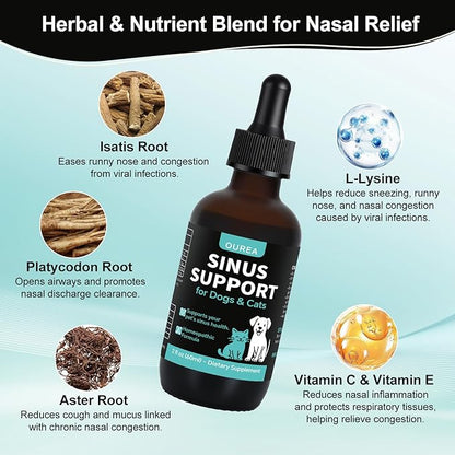 Nasal Health Support Drops for Cats & Dogs, Pet Sinus & Respiratory Comfort Supplement, Helps Maintain Clear Breathing, Supports Seasonal Wellness & Immune Function
