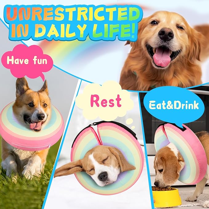 Inflatable Dog Cone Collar Alternative After Surgery, Soft Donut Neck Cone for Golden & German Shepherd Extra Large Dogs, etc, Comfortable Protective E Collar Recovery Cone Not Block Vision
