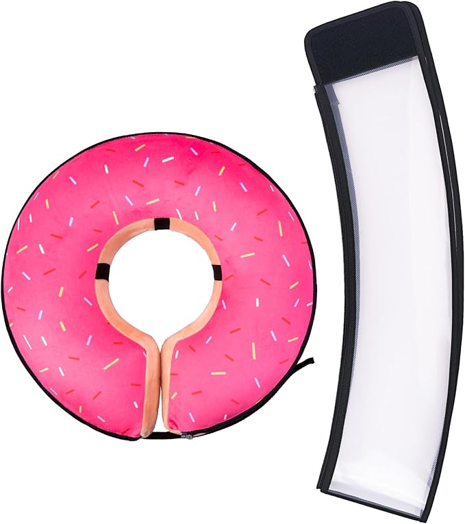 Transparent Shield Accessory for Inflatable Dog Cone Collar,Clear Shield Replacement with Zipper, Paired with MARIYAGO Inflatable Dog Donut Collar for Use (Blak Transparent, Large)