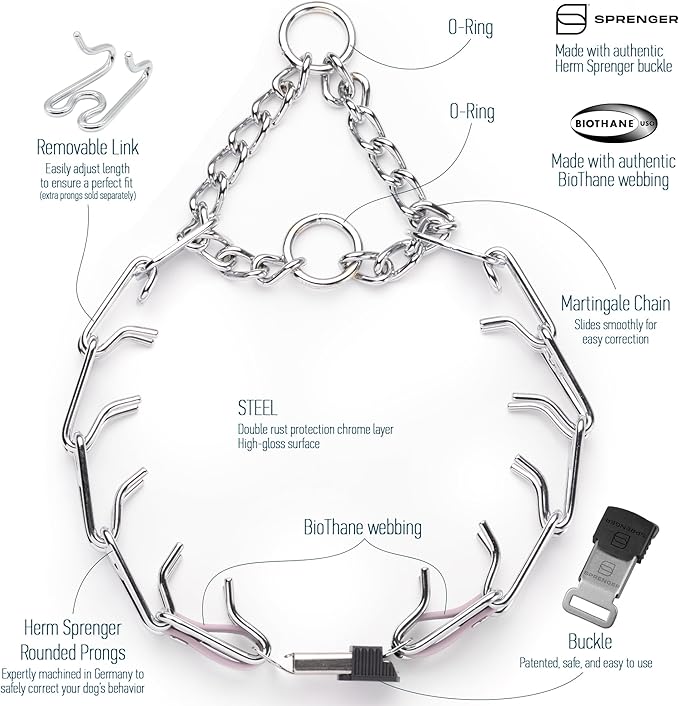 Herm Sprenger Chrome Plated Steel Dog Collar with Quick Release ClicLock Buckle O-Ring Biothane Insert Training Collar Made in Germany (Pastel Purple, 25in x 4.0mm(Neck Size up to21-22in))