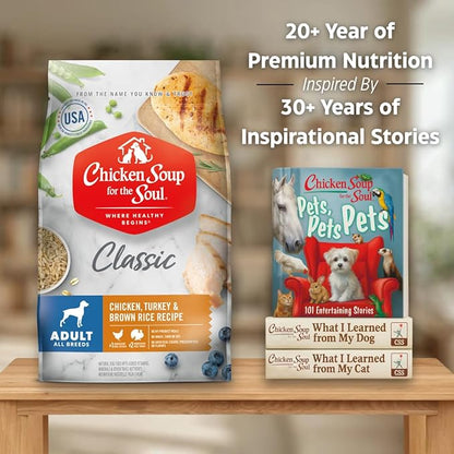 Chicken Soup for the Soul All Natural Premium Adult Dry Dog Food, Real Meat First Ingredient, No By-Products, Supports Gut & Immune Health, Chicken, Turkey & Brown Rice, 4.5lb