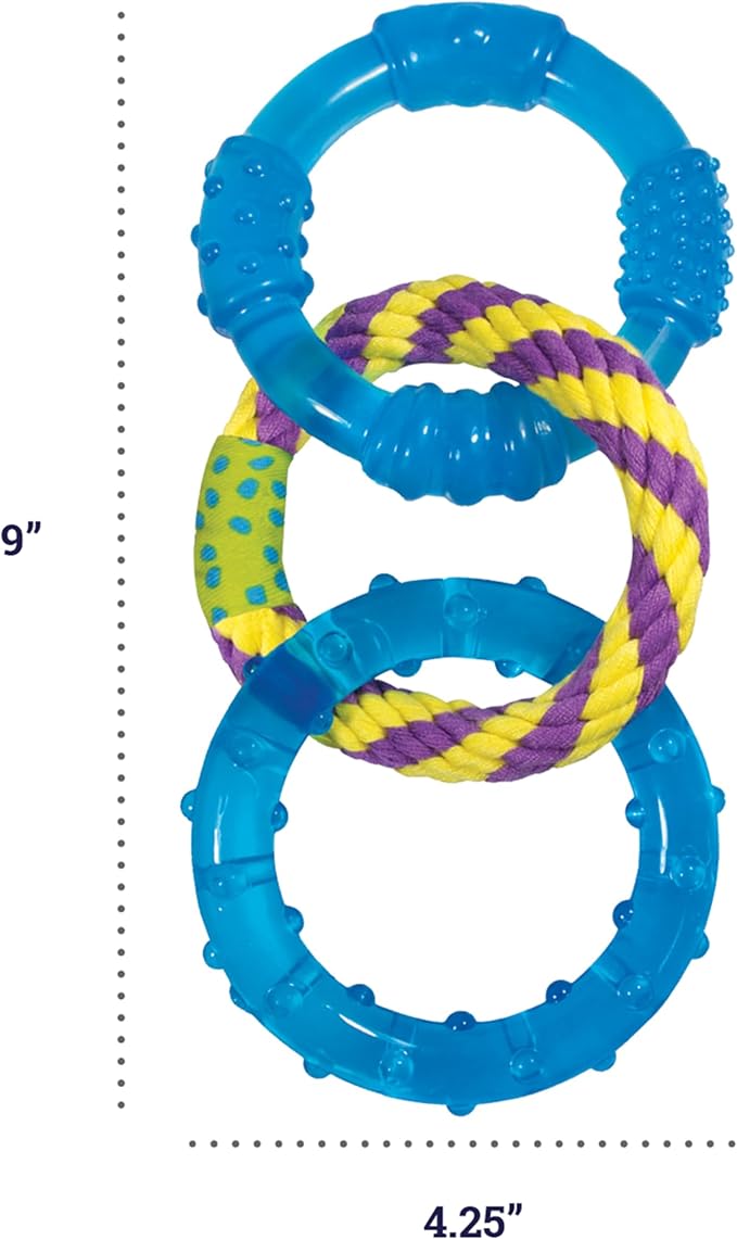 Petstages Dental Links Dog Chew Toy – Puppies & Adults, Strong Chewers, Multiple Textures & Rope, 8.5" x 4" x 1"