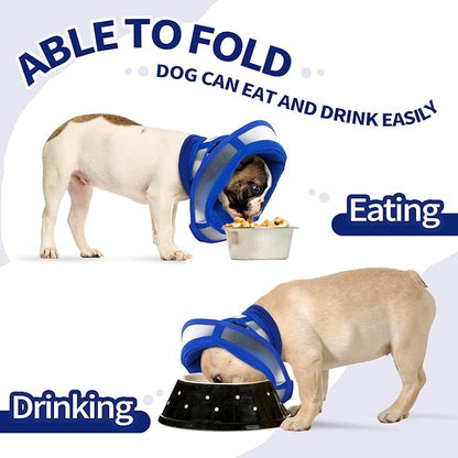 Allroaring Dog Cone, Comfy Extra Large Cone for Dogs After Surgery, Adjustable Soft Dog Cones to Prevent Licking Wounds, Pet Elizabethan Collar for Large Dogs, Blue XL