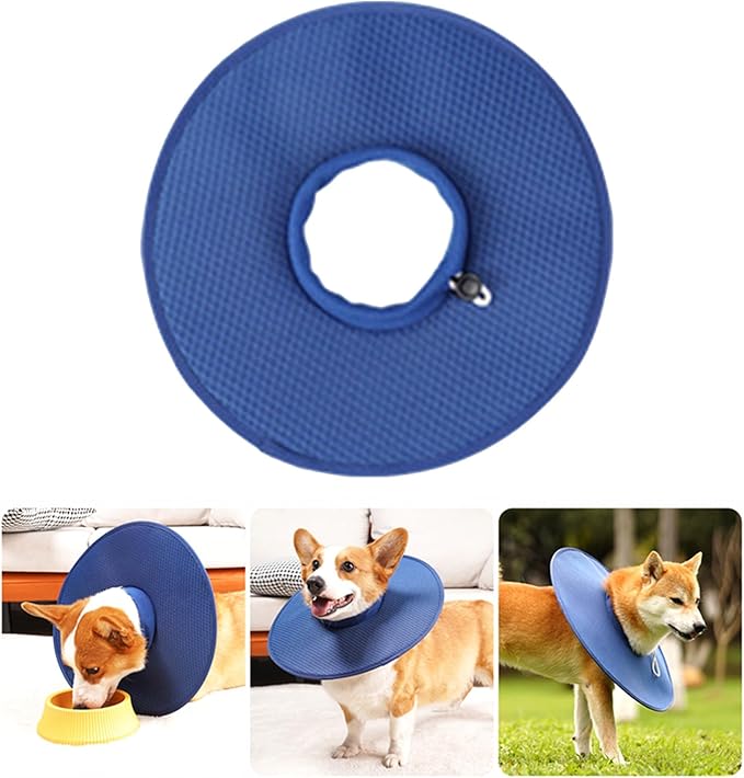 Dog Cone Collar, Multipurpose Breathable Mesh Comfortable Dog Recovery Elizabeth Collar, Soft Cone Collar Dog Neck Donut Cone Collar for Large Medium Small Dogs Cats Dark Blue(XL)