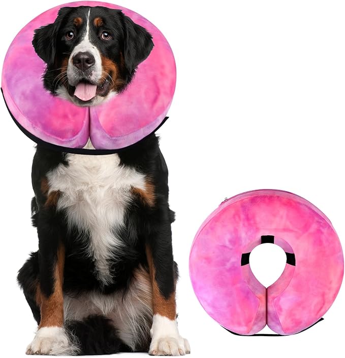 Dog Cone, Y-blue Dog Cone Collar Inflatable Puppy Neck Collar(Rose Purple, XL)