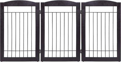 Spirich Freestanding Wire Pet Gate for Dogs, 30 inches Tall Dog Gate for The Houes, Doorway, Stairs, Pet Puppy Safety Fence, 3 Panels