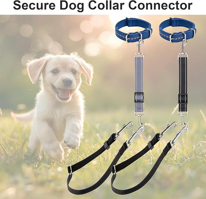 ElevateTech 2Pcs Dog Collar Safety Clip, Adjustable Double Ended Backup Clasp Leash Connector Gentle Leader Suitable Dog Harness Small Dogs Collar Walking Running Training Travel (Black Gray)