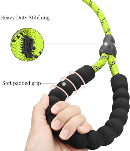 TagME 6ft Slip Dog Lead, No Pull Reflective Training Leash with Padded Handle, Professional Rope P-Leash for Small Medium Large Dogs, Heavy Duty Correction Lead for Walking & Training (Green)