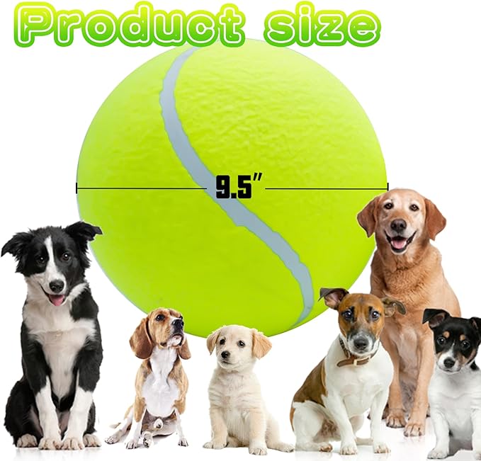 Banfeng Big Tennis Ball for Dogs, Giant Dog Tennis Ball Toy Large Outdoor Sports Gift for Small Medium Large Dog (Yellow, 9.5 inch)