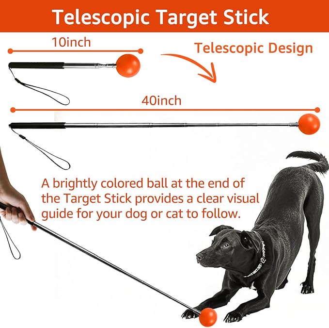 3Pack Set - Dog Clicker for Training, Retractable Target Stick, Whistle for Lure Course, Agility Equipment Tools for Dog Trainer, Cat Toilet Trainer Kit, Accessory for Pet Puppy Kitten Behavior Aids