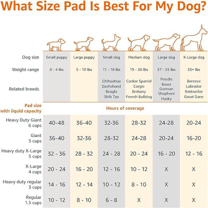 Amazon Basics Leak-Proof Dog and Puppy Potty Training Pee Pads with Quick-Dry 5-Layer Super Absorbent Surface for Dog Training, Floor Protection, Regular Size 22x22", Blue & White, 50 Count