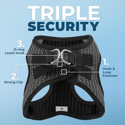 Best Pet Supplies Voyager Step-in Air All Weather Mesh Harness and Reflective Dog 5ft Leash Combo with Neoprene Handle, for Small, Medium and Large Breed Puppies - Set (Gray 2-Tone), Large