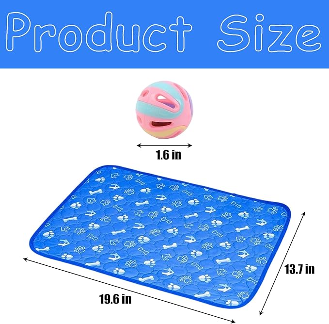 Puppy Pads with Pheromones, Reusable Pet Training Pads, Washable Dog Pee Pads for Home and Travel, Includes 1 Bone-Shaped Pad and 3 Bell Balls (50x30 cm)