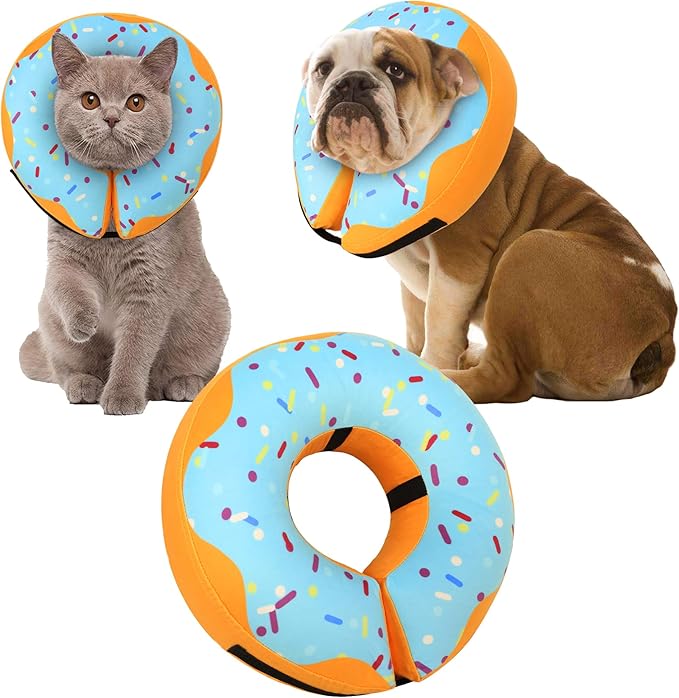 Recovery Donut Collar for Dogs & Cat,Inflatable Dog Cone Collar Alternative After Surgery,Soft Cone for Large Medium Small Dog,Adjustable Pet Neck Donut(Blue,X-Large)