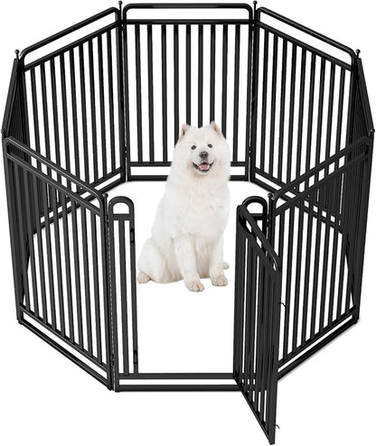New Thickened Version Dog Playpen, 43 Inch Dog Fences for The Yard, Portable Outdoor Dog Playpen for Large/Medium/Small Dogs, Foldable Metal Dog playpen, with Doors (8 Panels, 43 Inch)
