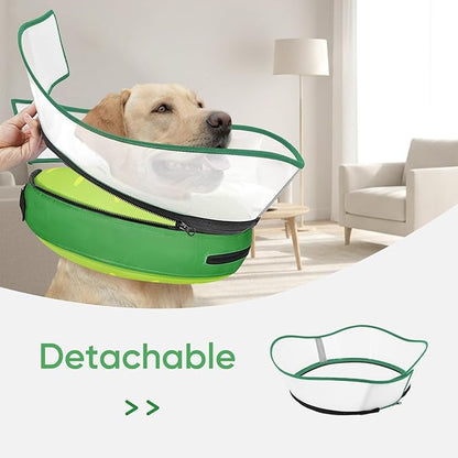 Supet Raised Inflatable Dog Cone After Surgery - Adjustable Recovery Donut Collar with Removable Shield to Stop Licking Wounds & Protect Stitches - Soft Dog Cone Alternative for Large Dogs (Kiwi,XL)
