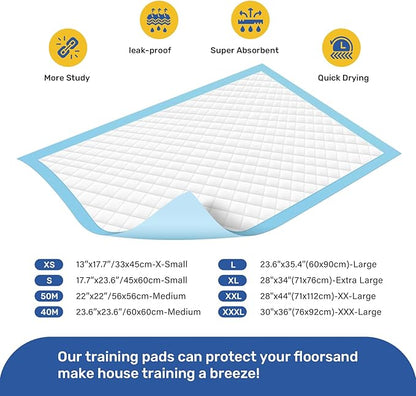FluffyDream Super Absorbent Waterproof Dog and Puppy Pet Training Pad, Housebreaking Pet Pad,Blue (13"x17.7"(100PCS))