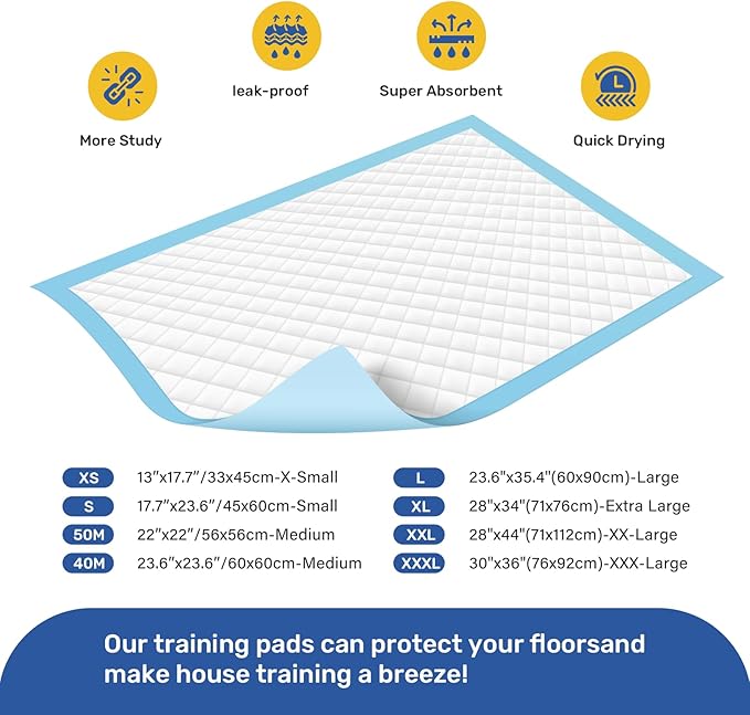 FluffyDream Super Absorbent Waterproof Dog and Puppy Pet Training Pad, Housebreaking Pet Pad,Blue (22"x22"(100PCS))