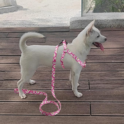 QQPETS Dog Harness Leash Set Adjustable Heavy Duty No Pull Halter Harnesses for Small Medium Large Breed Dogs Back Clip Anti-Twist Perfect for Walking (L(23"-32" Chest Girth), Daisy)