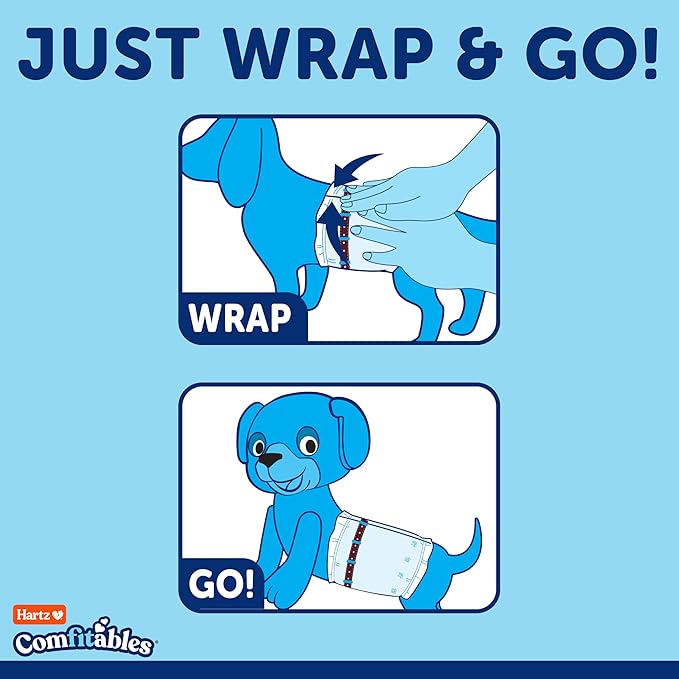 Hartz Comfitables Disposable Male Dog Wraps with Stretchy Waistband, Extra Small 12 Count