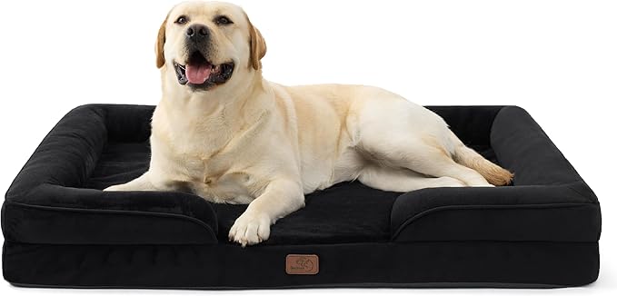 Bedsure Jumbo Orthopedic Dog Bed for Extra Large Dogs - Washable XLarge Dog Cat Bed Waterproof, Comfort Dogs Couch Sofa with Washable Removable Cover, Pet Bed with Nonskid Bottom, Black, 45"