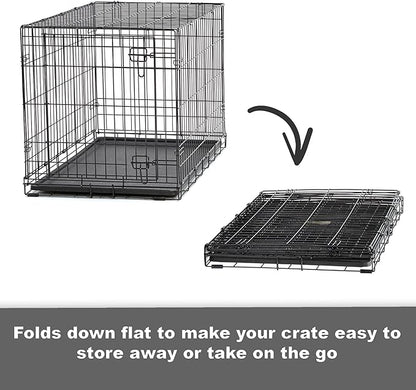 Midwest Homes for Pets 30-Inch New World Crate for Medium Breeds, 21-40 lbs, Double Door Folding Dog Crate, Leak-Proof Tray & Secure Latches, Portable, Durable & Easy to Assemble