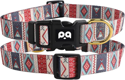QQPETS Adjustable Soft Dog Collar: Print Flower Pink Multicolor Cute Patterns for XS Small Medium Large Pet Girl Boy Puppy Walking Running Training
