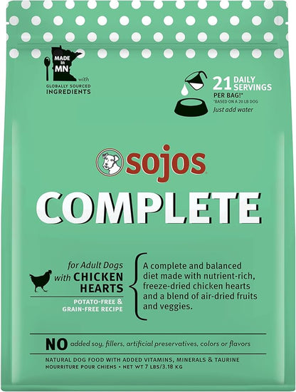 Sojos Complete Freeze Dried Raw Adult Dry Dog Food, Grain Free, Natural, Chicken Recipe, 7 lb Bag