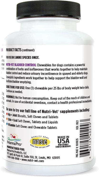 Nutri-Vet Bladder Control Supplement, Cranberry Supplement, Dog Products, Immune Support,Helps Dog Urinary Incontinence,Bladder Control Pills,Urinary Tract Health,Puppy Support,90 Tablets,(Pack of 2)