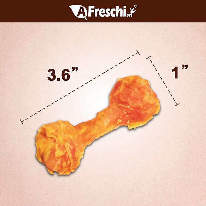 A Freschi srl Turkey Tendons for Dogs, USA-Sourced, Healthy Dog Treats, Rawhide-Free Puppy Chews, Long Lasting, All Natural, Hypoallergenic Dog Treats for Small Breeds, 8 oz Pack Bone (S)