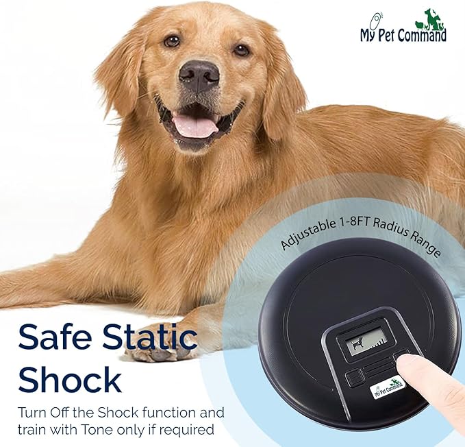 My Pet Command, Indoor Pet Barrier Adjustable Range, Static and Tone Correction, Hidden Fence for Dogs Containment Collar, Wireless Pet Gate Keeps Areas Off Limits, Rechargeable Collars 1 Collar kit