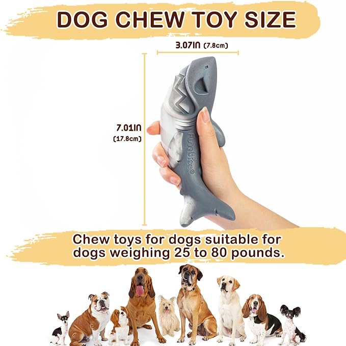 Dog Toys for Aggressive Chewers, Shark Dog Toy with Curved Design for Easy Pick Up, Nylon Chew Toys to Keep Dogs Busy for Hours for Medium, Large Dogs (25-80 lbs)