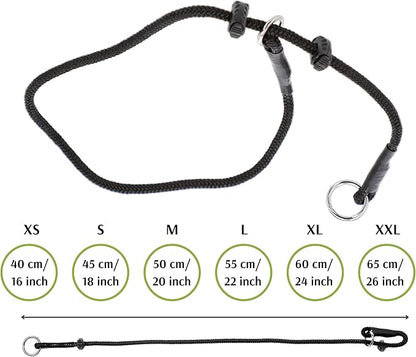 Dingo Gear Dog Choke Collar Hand Sewn Strong Polypropylene Braided Cord Two Limiters Waterproof Choker for K9 Training IGP Agitation Bite Work Obedience XS - Black (S04046)