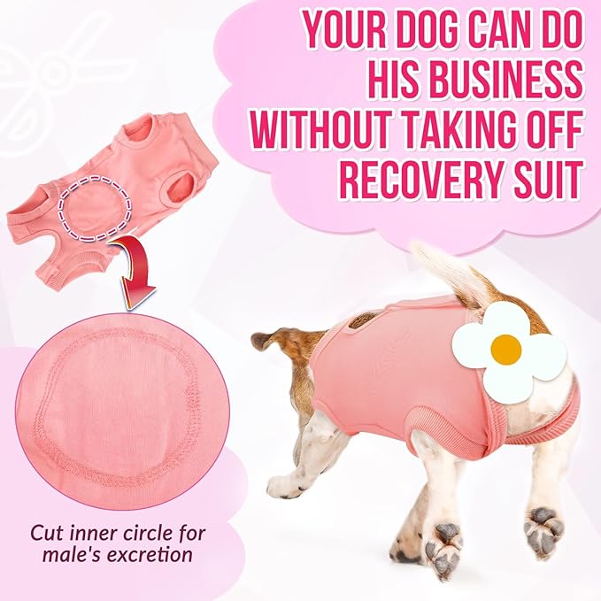 SlowTon Dog Recovery Suit - Surgery Recovery Suit for Female Male Dogs, Dog Onesie After Spay Abdominal Wounds, Prevent Licking E-Collar Cone Alternative Pet Surgical Suit(Pink,M)