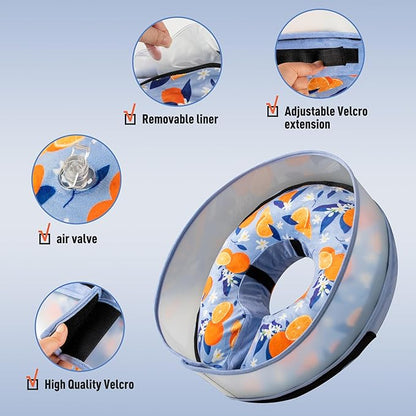 Inflatable Dog Cone, Soft Dog Cone Collar After Surgery for Alternative with Enhanced Anti-Licking Guard Shield Adjustable Detachable, Elizabethan Collar (L, Orange)