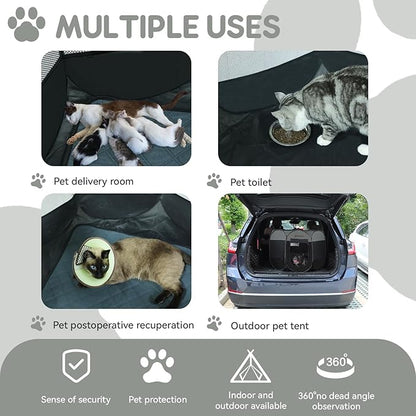 Dog Cat Playpen Indoor Outdoor for Puppy Pet Dogs Cat Travel and Recovery After Surgery, Dog Enclosure Tent Crates Cage, Portable Pop Up Dogs Kennel with Carrying Case (Dark Grey, Medium)