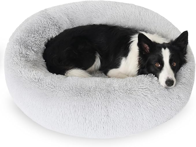 JOLLYVOGUE Dog Bed, Calming Anti-Anxiety Large Dog Bed, Fluffy Donut Cushion for Medium and Large Pets (27"/30"/36")