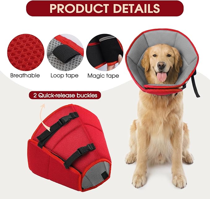 Dog Cone Collar After Surgery, Soft Cone for Small Dogs to Stop Licking, Adjustable Elizabethan Collar for Dogs, Lightweight Breathable Dog Recovery Cones for Wound Healing & Hot Spots