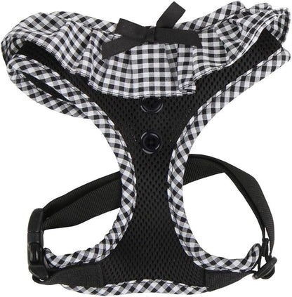 Puppia Vivien Dog Harness Over-the-Head All Season Cute No Pull No Choke Walking Training Adjustable for Small Dog, Black, Large