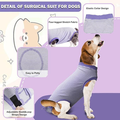 Dog Surgery Recovery Suit for Male Female, Spay Neuter Cone Alternative Surgical Onesie, Purple, XX-Large