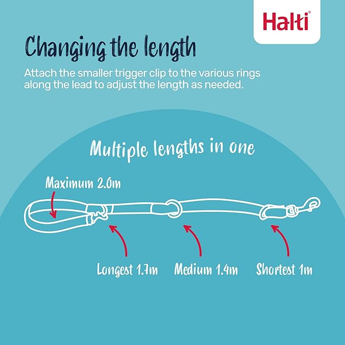 Halti Training Leash - Multifunctional Double-Ended Dog Leash, Ideal for Anti-Pulling Dog Training. Lightweight, Soft & Durable. Suitable for Medium to Large Dogs & Puppies (Size Large, Black, 2m)