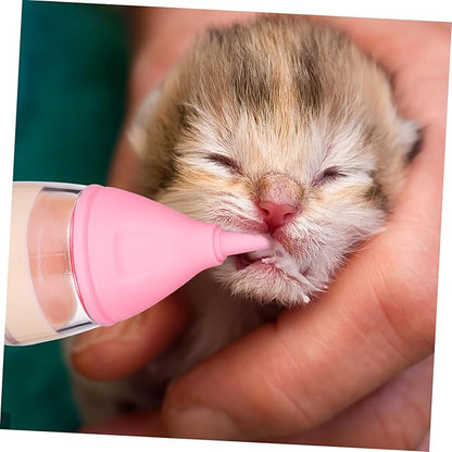 MERRYHAPY Kitten Puppy Nursing Bottle Set Pet Feeding Bottle Nipples Breast Milk for Newborn Kitten Feeder Cat Milk