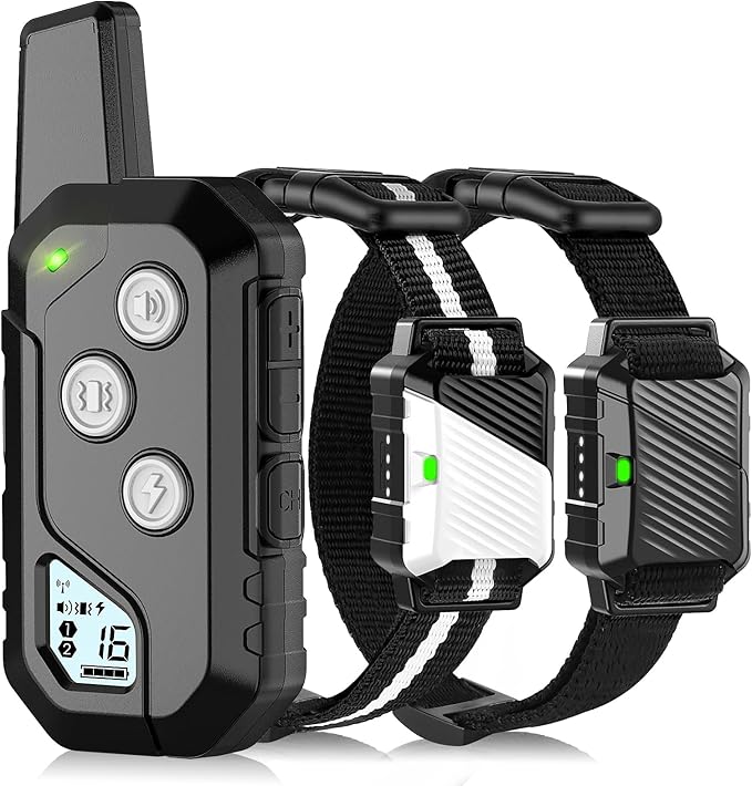 Shock Collar for Dogs, Dog Training Collar with Remote Control for 2 Dogs, 3 Training Modes with Beep, Vibration and Satic, Waterproof, Rechargeable for Large Medium Small