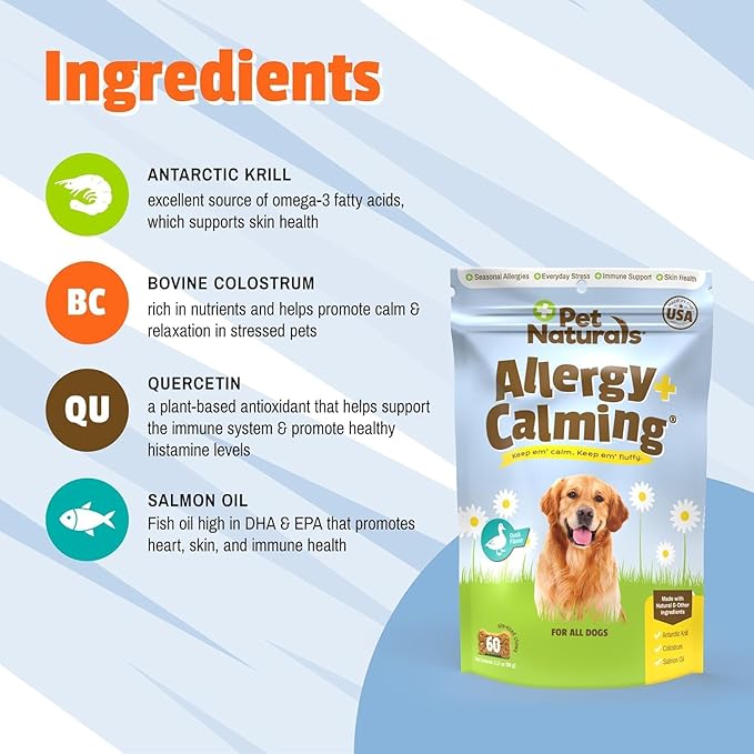 Pet Naturals Allergy Plus Calming Soft Chews for Dogs, Support for Seasonal Allergies, Paw Licking, Itchy Skin, Everyday Stress, Skin Health & Immune Health, 60 Count