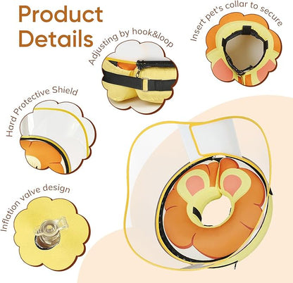 Supet Raised Inflatable Dog Cone Collar to Stop Licking, Funny Soft Pet Cone Alternative for Small Medium Large Dogs, Dog Donut Collar After Surgery