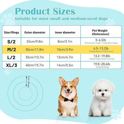 Waterproof Escape-Proof Soft Dog Cones, Adjustable Small Dog Donut Collar with Elastic Neckband, Elizabethan Collar for Dogs, Neck Pillow for Dogs and Cats (Blue-Gray, M)